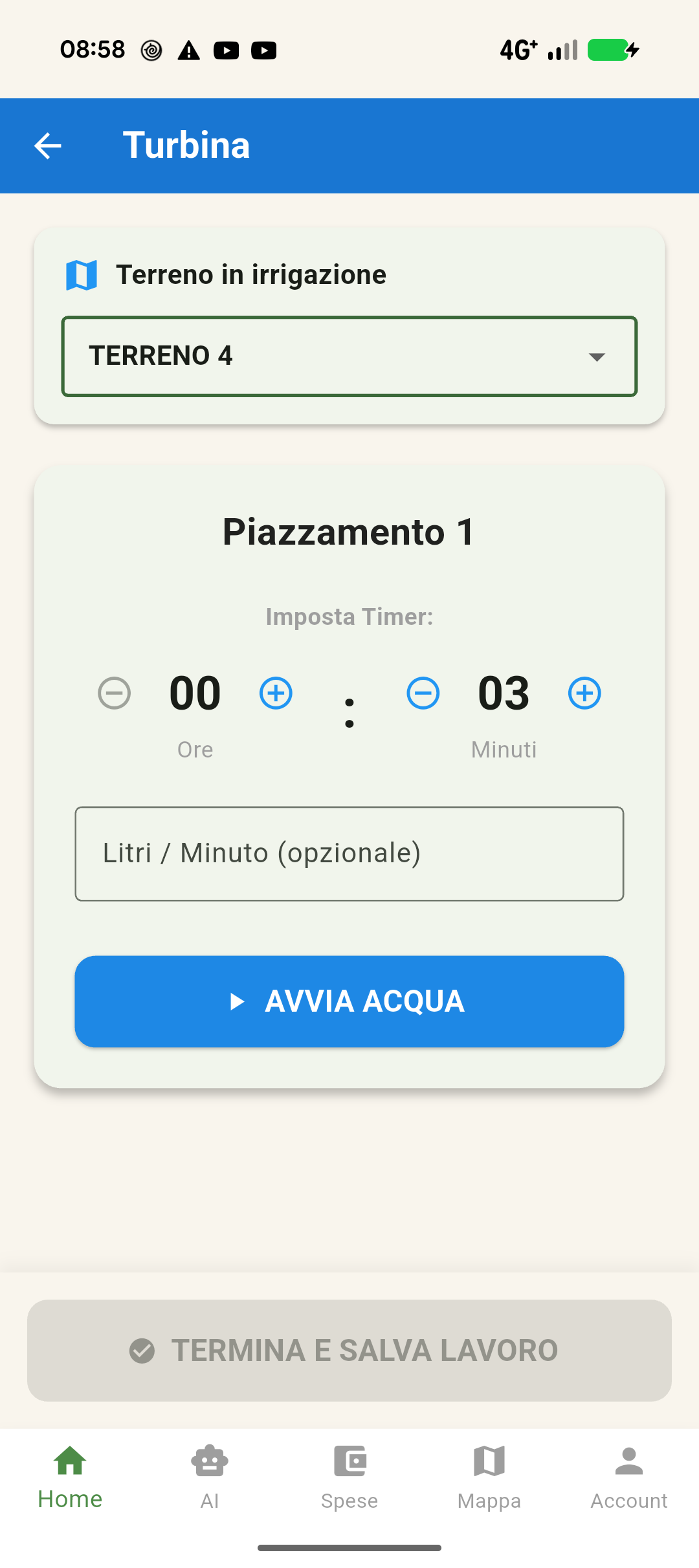 Calcolatore Irrigazione a Turbina